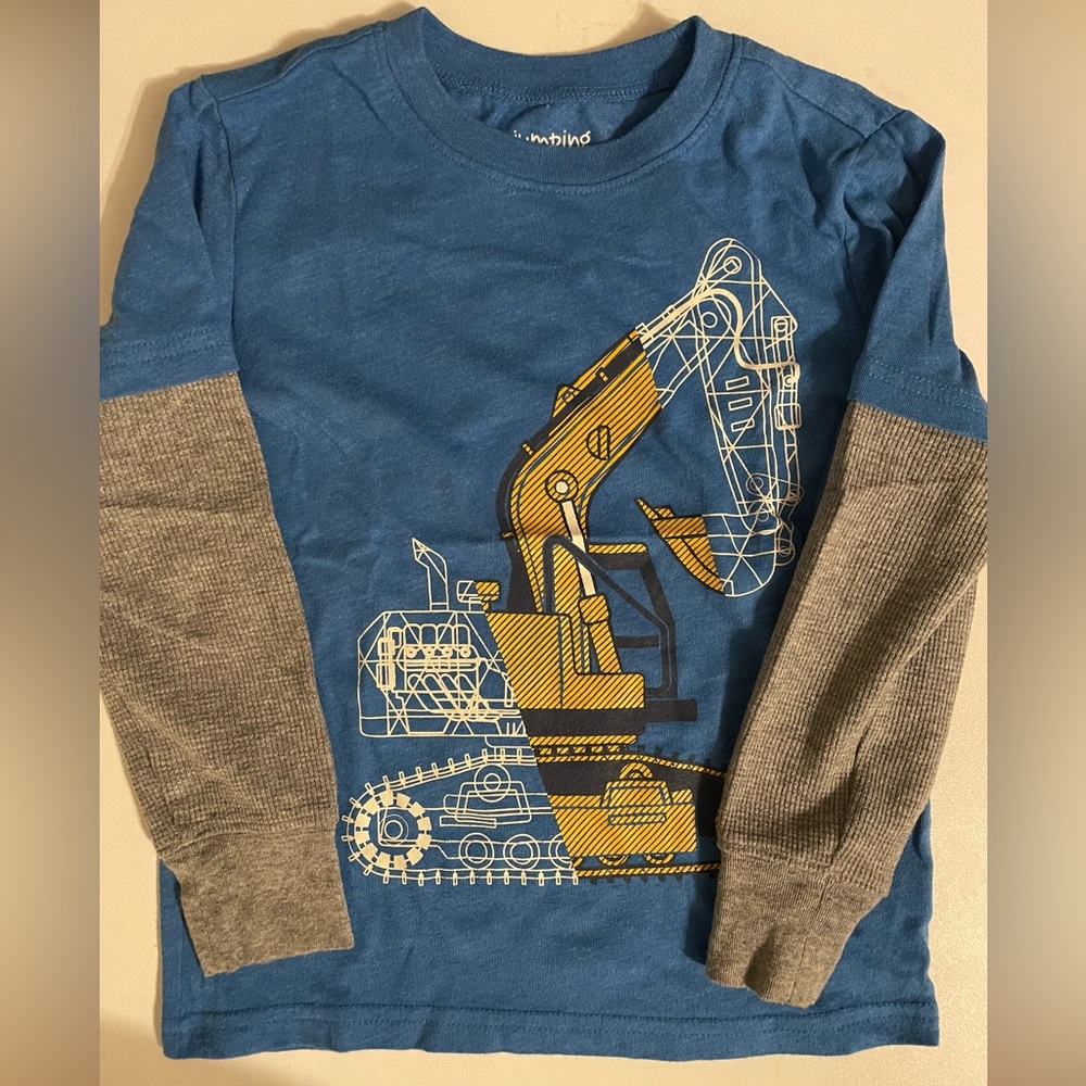 Jumping Beans size 5 construction long sleeved mixed media shirt.